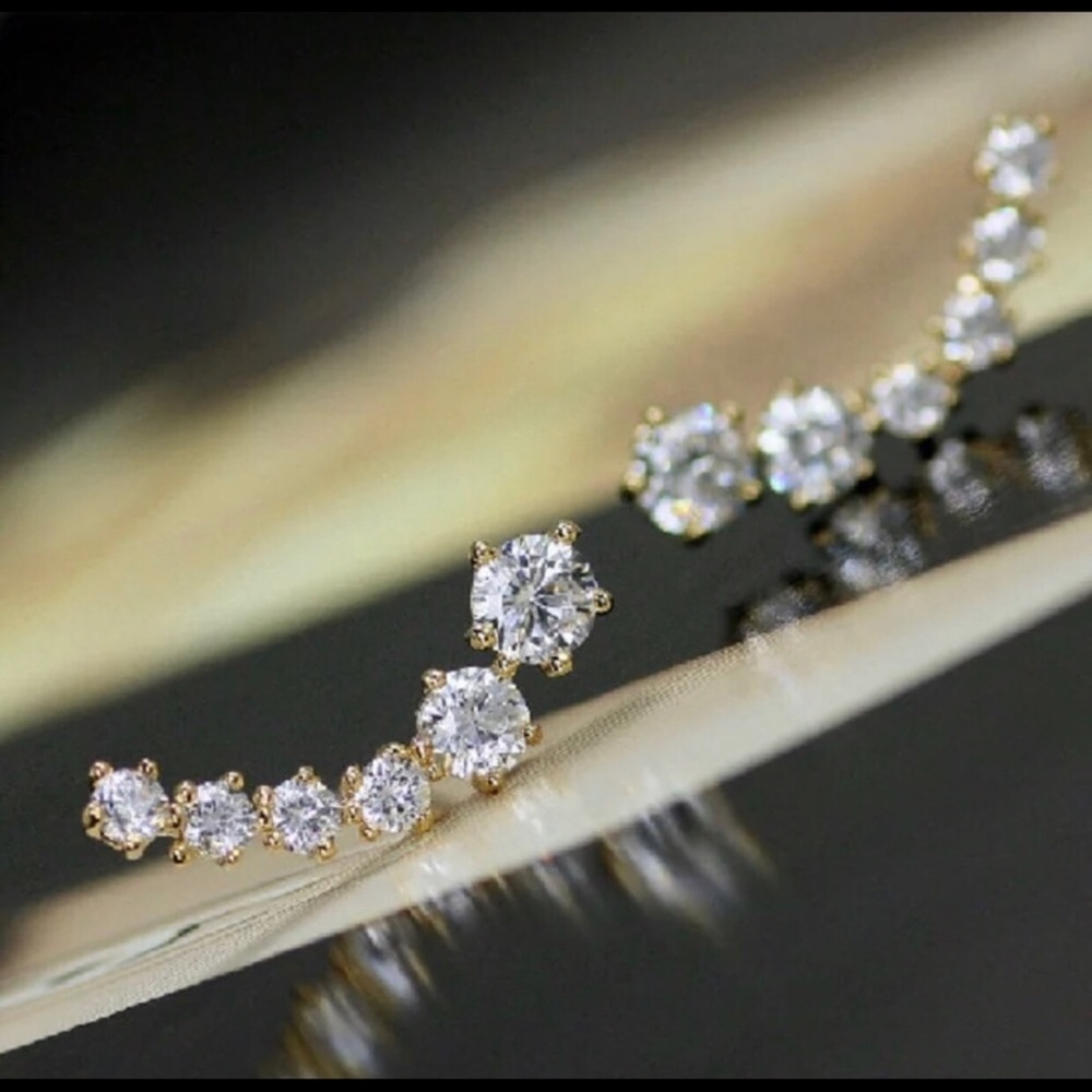 Cubic Zirconia Ear Climber Earrings